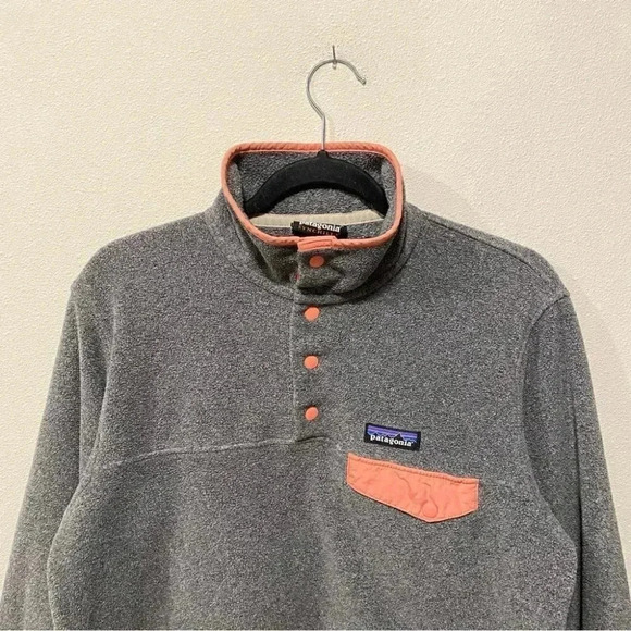 Patagonia Synchilla Snap T Grey/Peach Orange Fleece Size Small - Picture 6 of 10